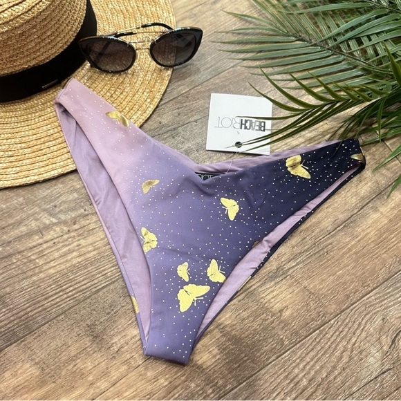 Beach Riot Vanessa Ombré Purple Butterfly Cheeky Bikini Bottom - Picture 1 of 7